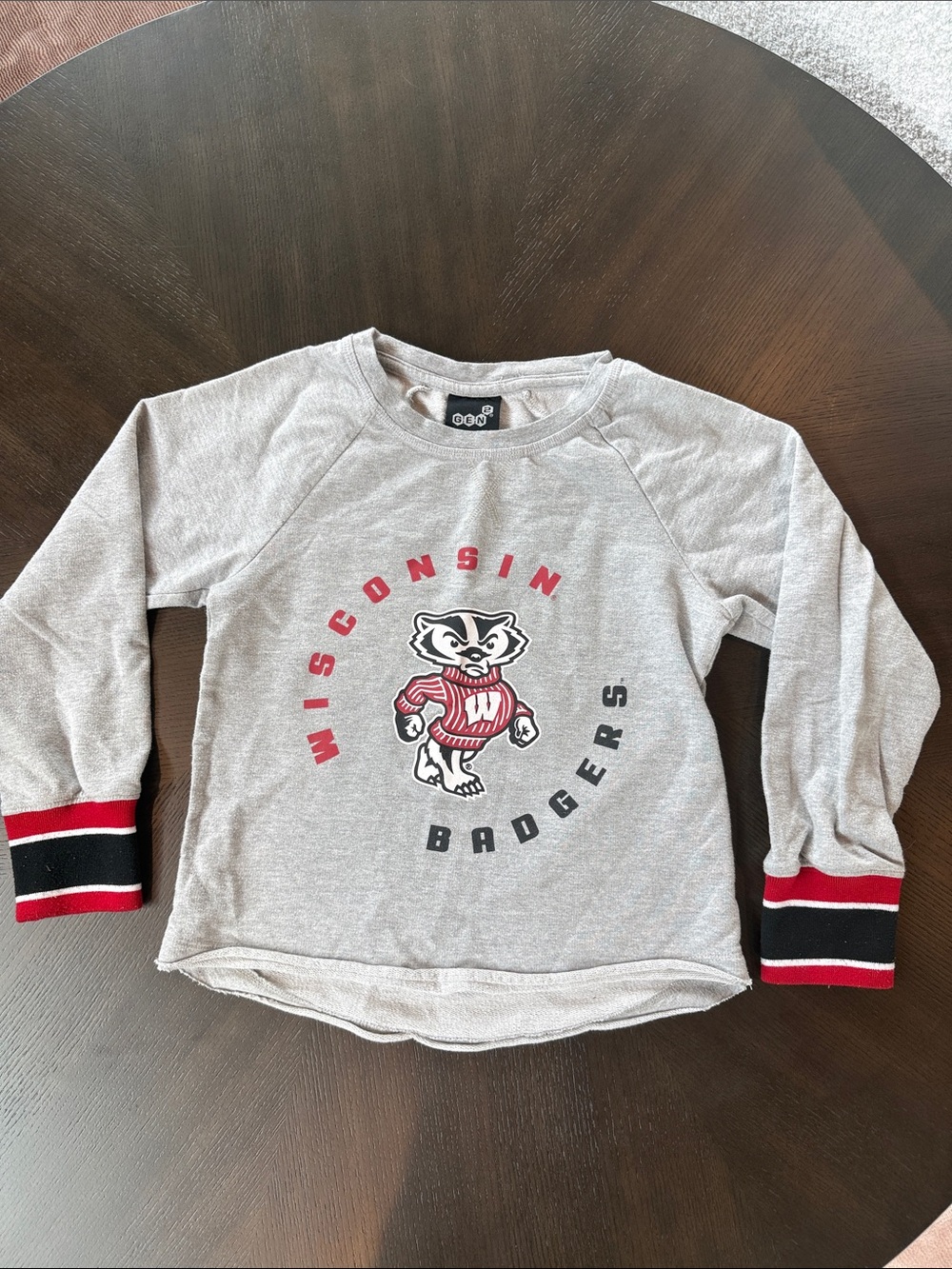 Wisconsin Badgers girls Grey Crewneck Sweatshirt with Mascot